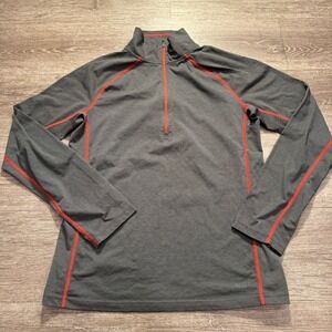 REI Sweater Mens Small Gray 100% Merino Wool 1/4 Zip Outdoor Base‎ Layer Casual